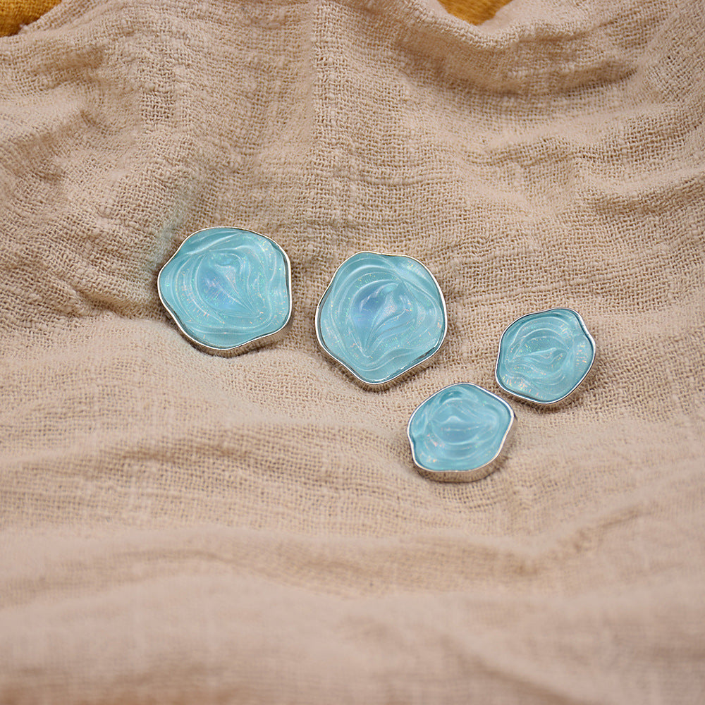 Floral Mosaic Transparent Floral Resin Metal Buttons 20-Pack