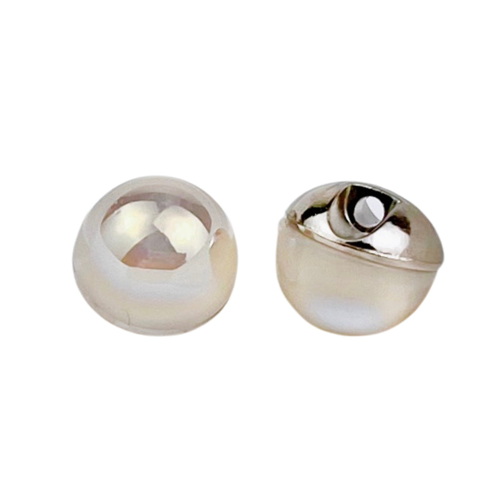 10MM Mabe gyöngy sifon ing rejtett lyukú fém gombok 20 db
