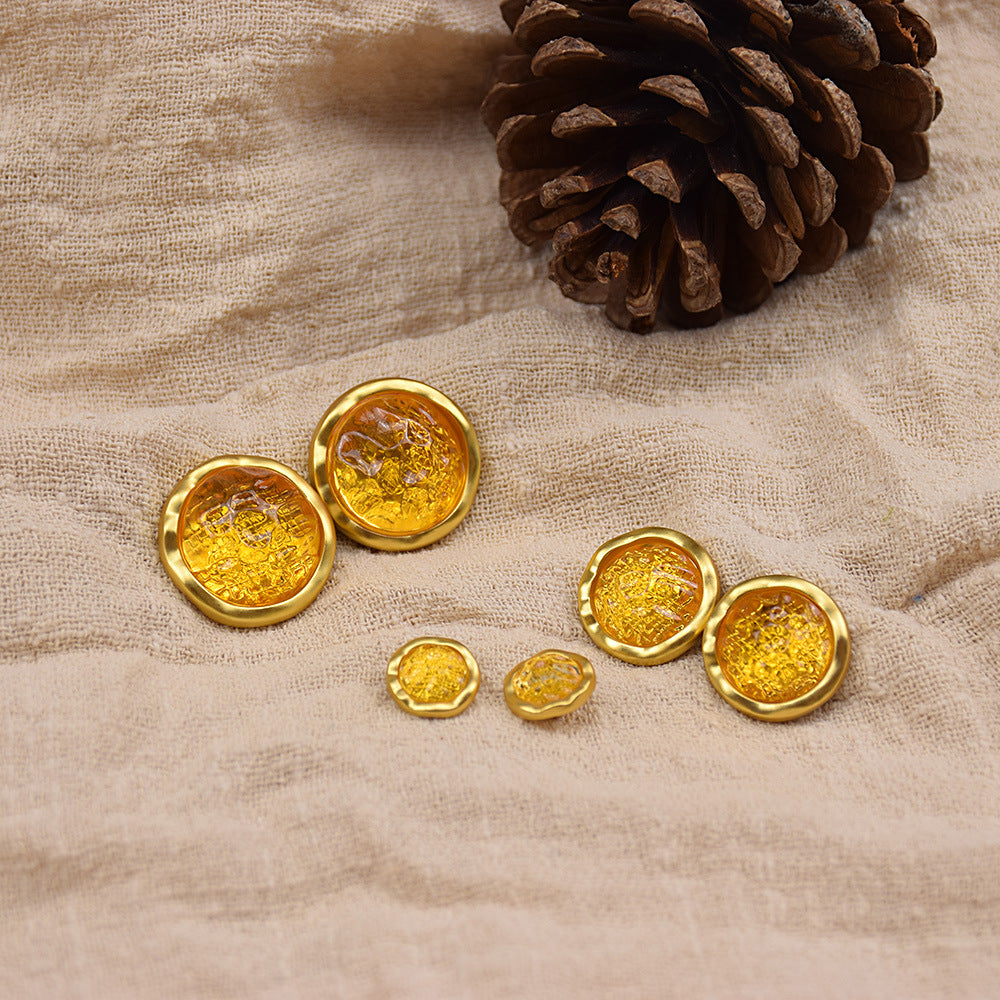 11/18/22mm Retro Gemstone Resin Metal Buttons 12pcs