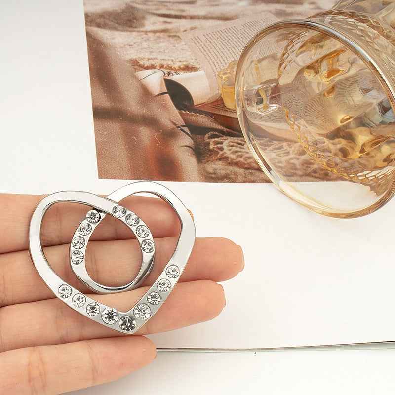Gold Silver Heart Shaped Diamonds Button for Tops Scarves Knots 10pcs