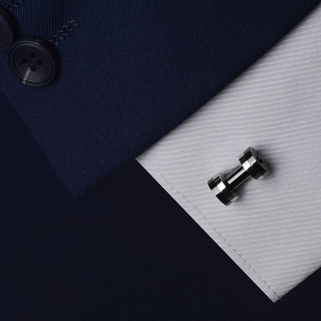 17mm Silver &amp; Gunmetal Dumbbell Cufflinks