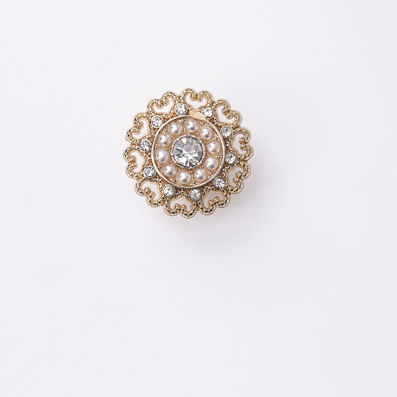 Lace Hollow Pearl & Full Rhinestone Metal Shank Buttons – 20Pcs