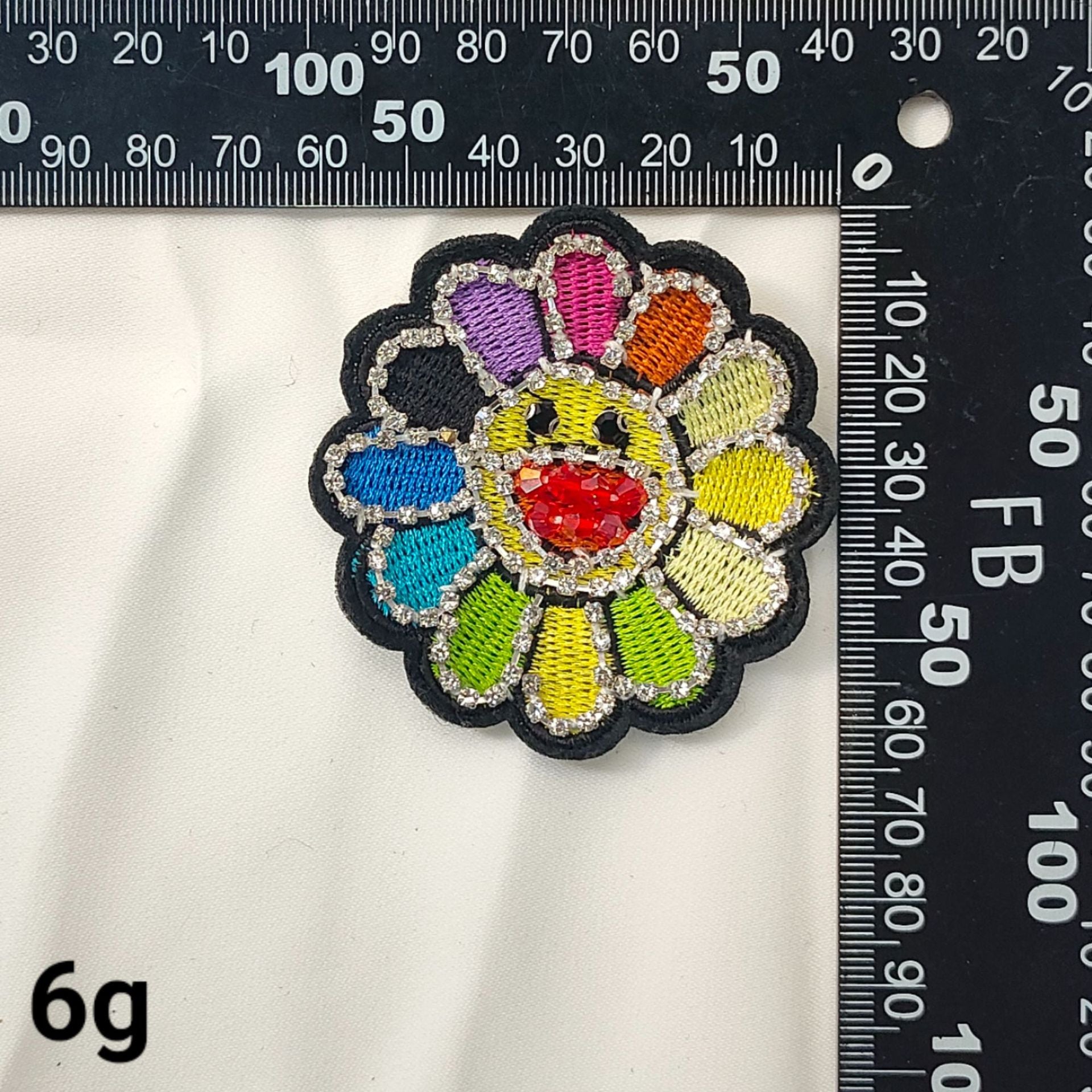 Sunflower and Heart Embroidered Patches with Crystal Accents 10 Pack