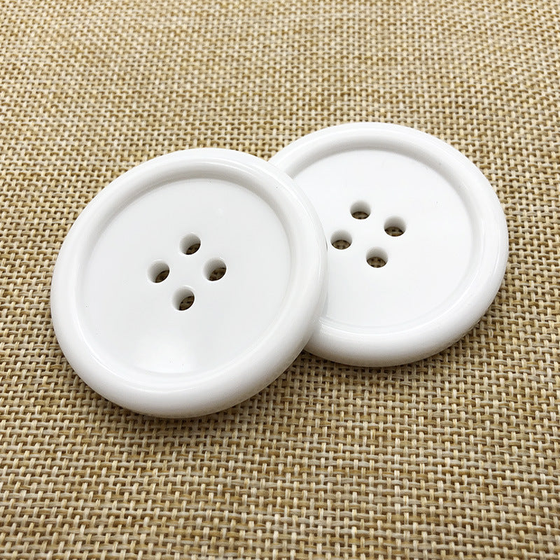 50mm Grote Ronde Vier-Gat Zwart Witte Hars Knopen 12st