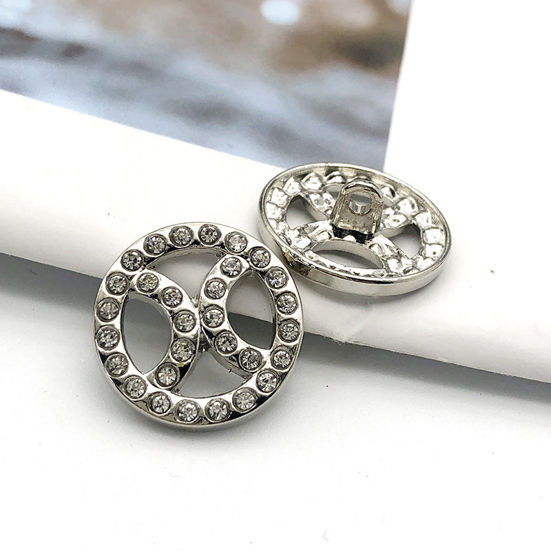 20mm Gold Silver Round Hollow Diamond Metal Button 20pcs