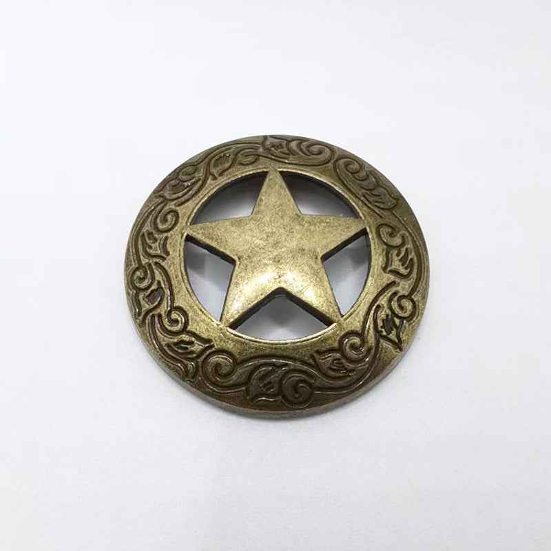 30MM Vintage Silver & Bronze Star Screw Studs Metal Rivets 20 Pack