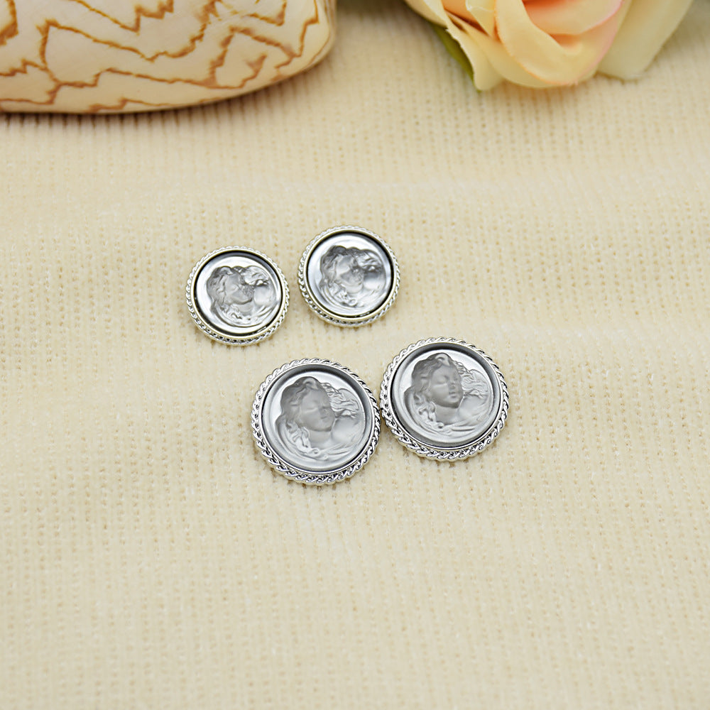 Classic Lady Portrait Resin Metal Buttons – 20-Piece (18mm/22mm)