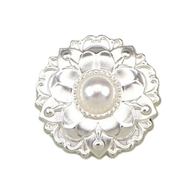 18/23MM White &Gold Peony Pearl Metal Buttons 20pcs
