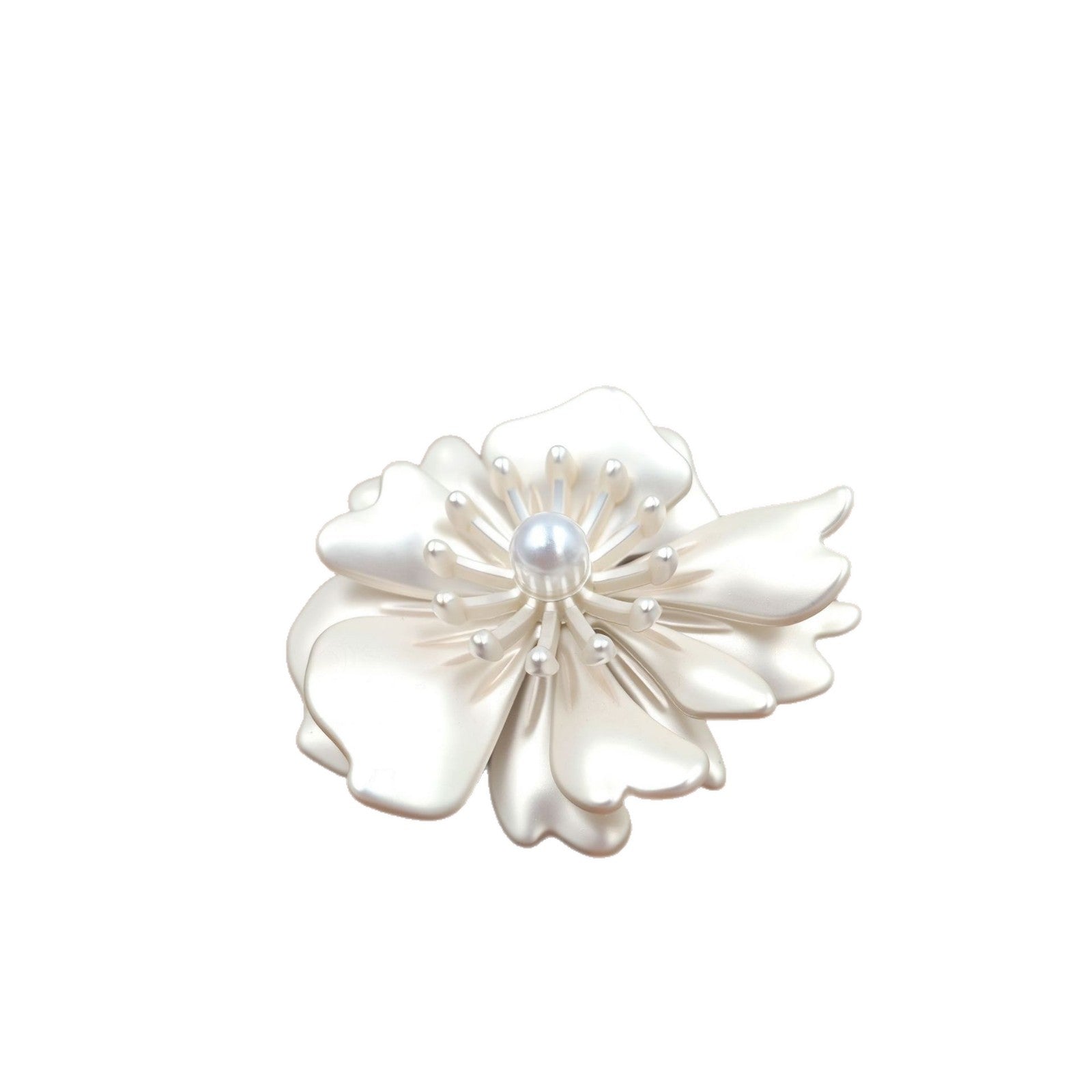 44mm Large Camellia Pearl Buttons - Silver/Frosted Gold 10pcs