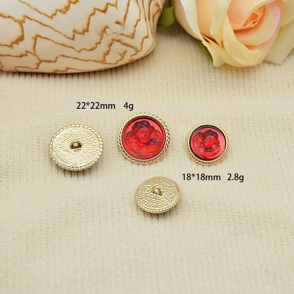 Classic Lady Portrait Resin Metal Buttons – 20-Piece (18mm/22mm)
