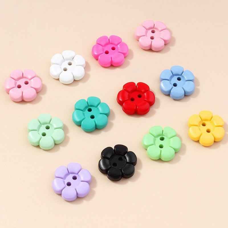 Colorful Cartoon Flower 2-Hole Plastic Buttons for Baby Clothes 55pcs