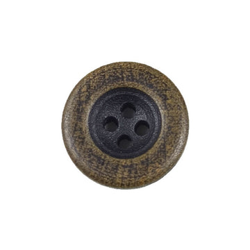 Natural Wood Buttons Dark Brown Vintage Concave Round 4-Hole 30pcs