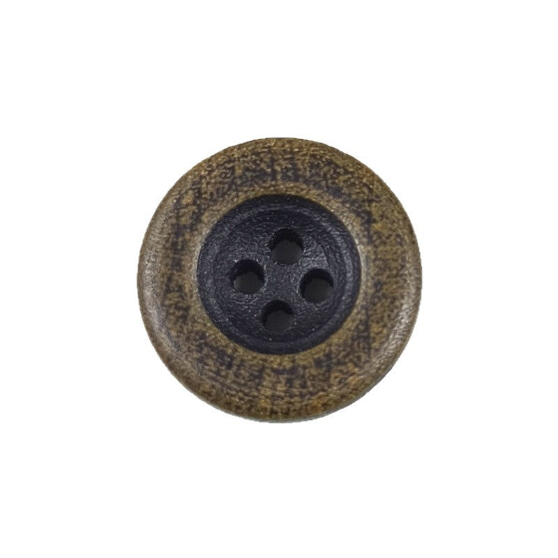 Natural Wood Buttons Dark Brown Vintage Concave Round 4-Hole 30pcs