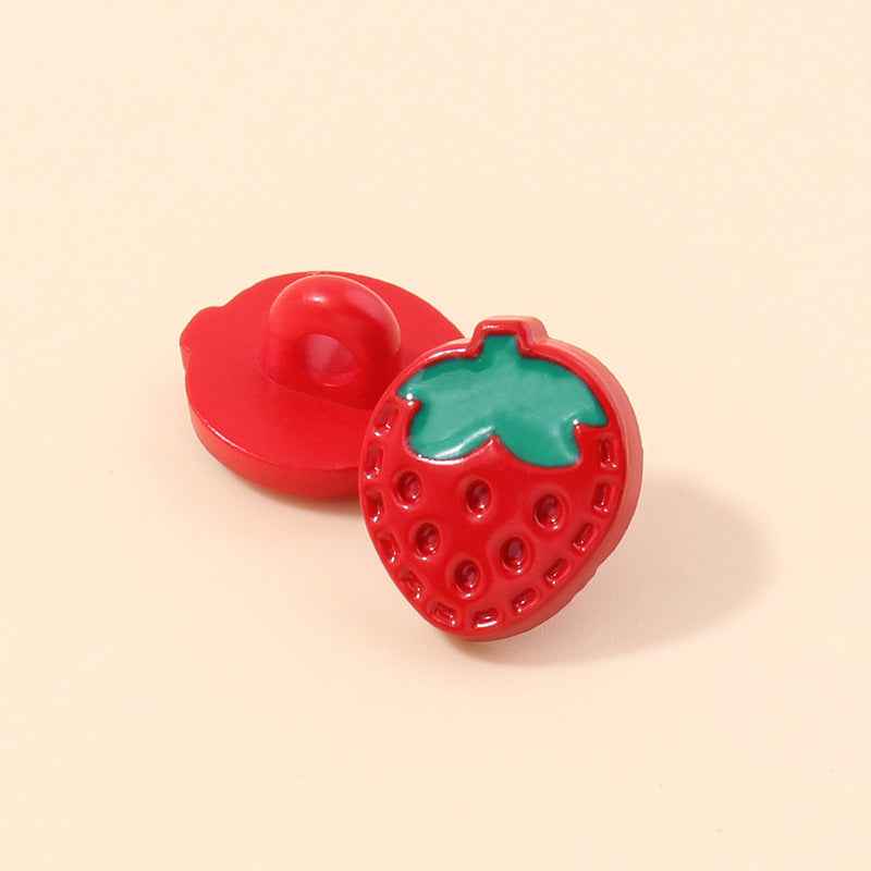 Baby Colorful Strawberry Shaped Plastic Shank Buttons 70 Pack