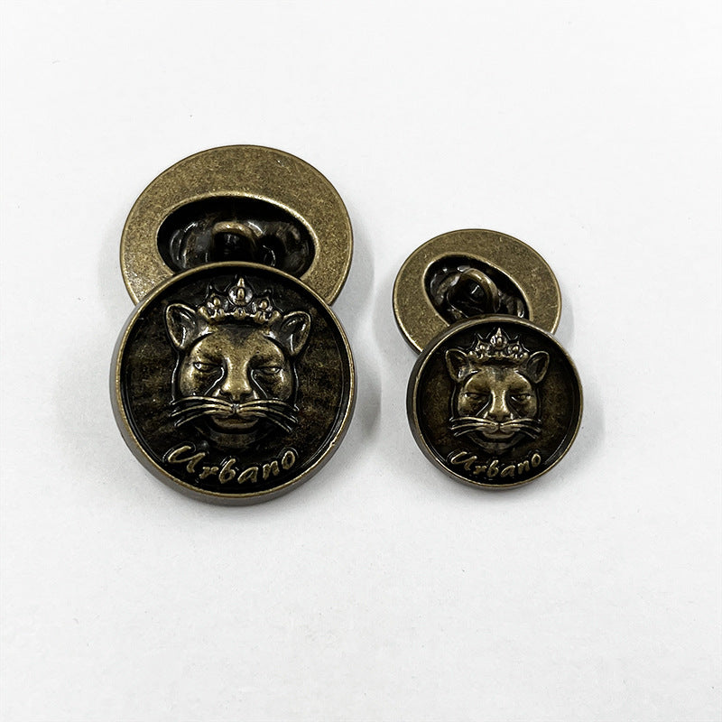 18mm/25mm Bronze Crown Cat Head Solid Metal Sewing Buttons 50pcs