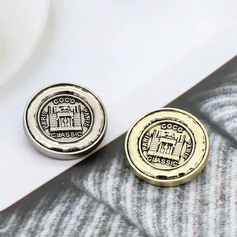 Frosted Gold Silver Vintage Parisian Style Metal Shank Buttons 48pcs