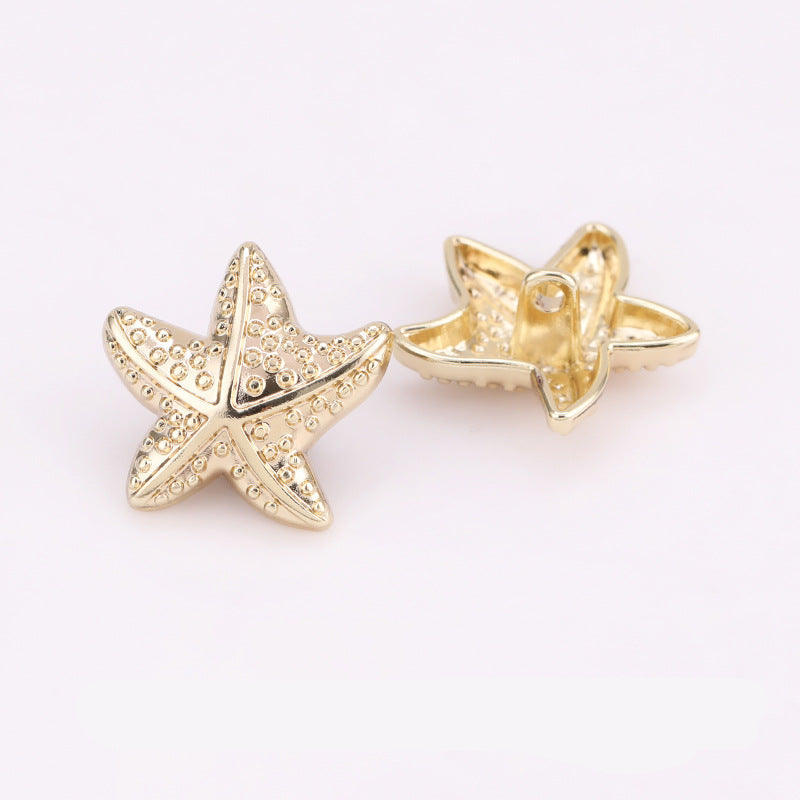 Puffy Starfish Metal Shank Buttons Set of 20 – Light Gold & Nickel