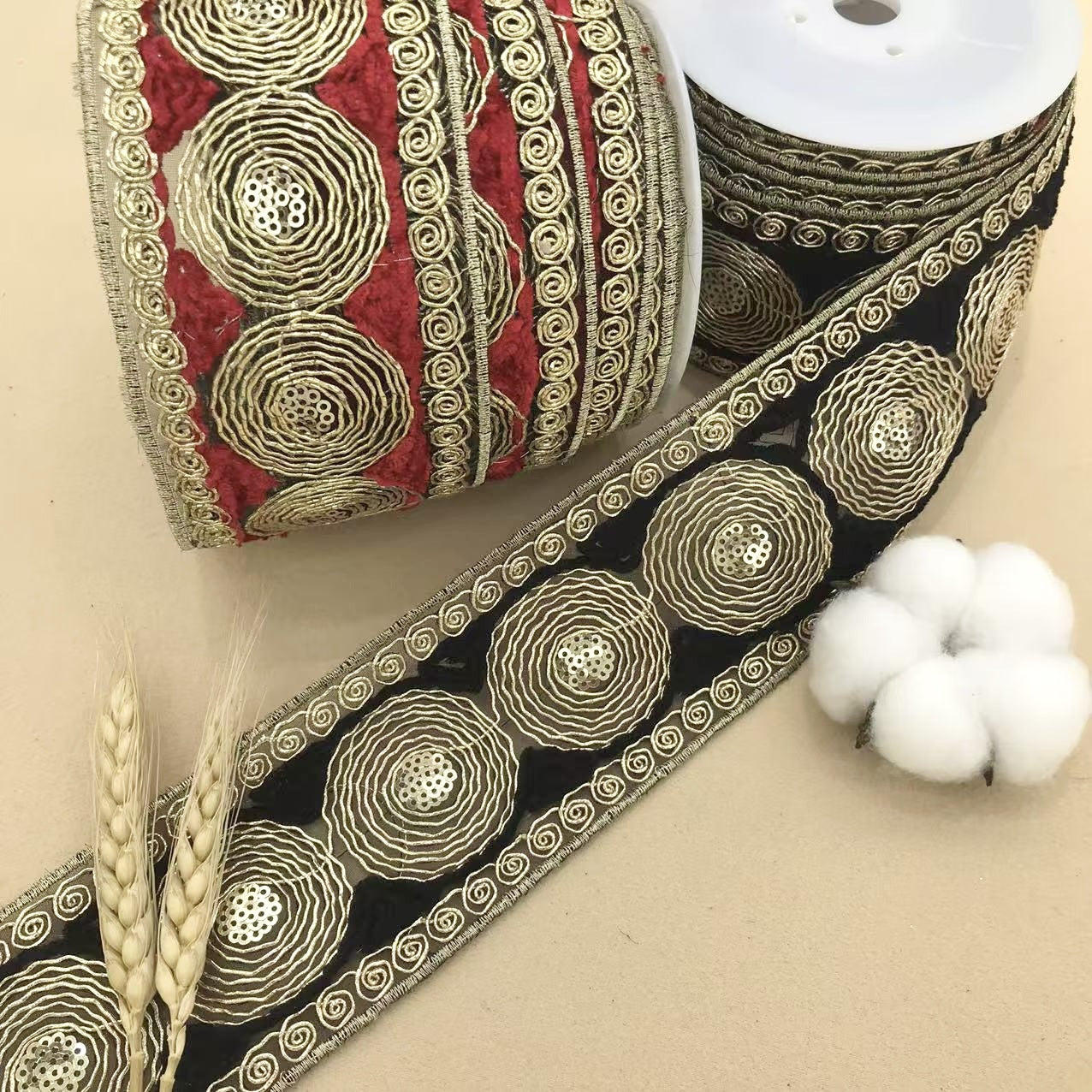 10 Yards 6.5CM Wide Miao Ethnic Circle Embroidery Lace Trim