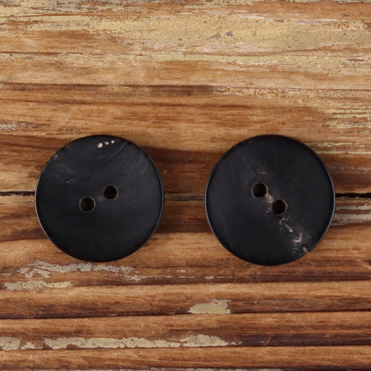 Black Scorched Round Natural Horn Buttons 2-Hole | Pack of 20
