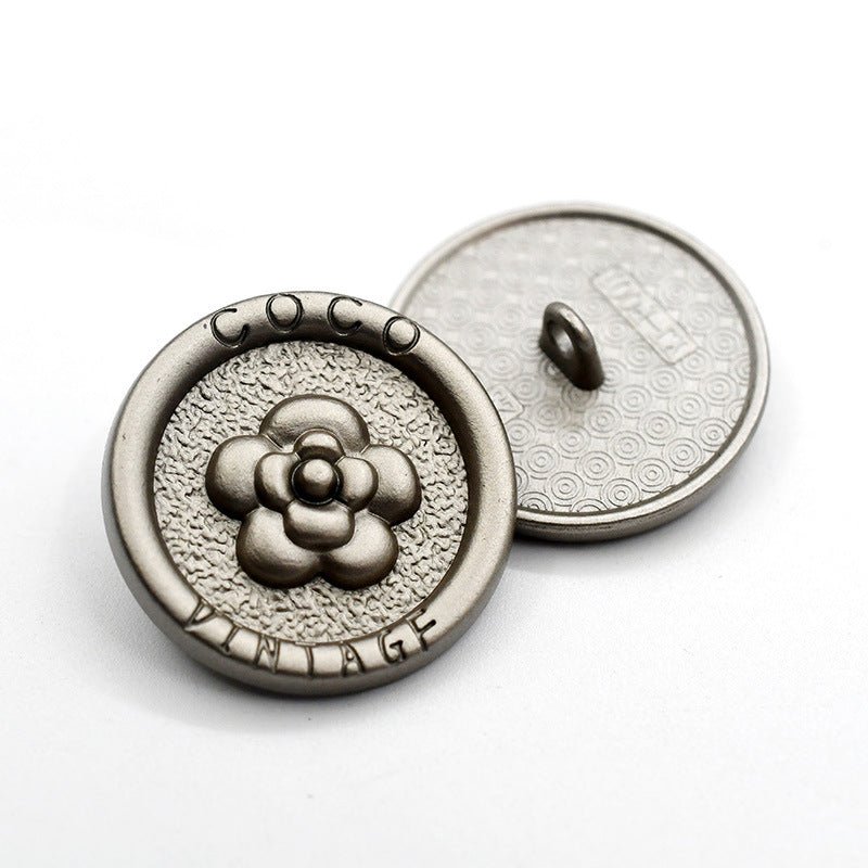 23mm Guld Nickel Rund Blomster Metall Knappar med Skank 10st