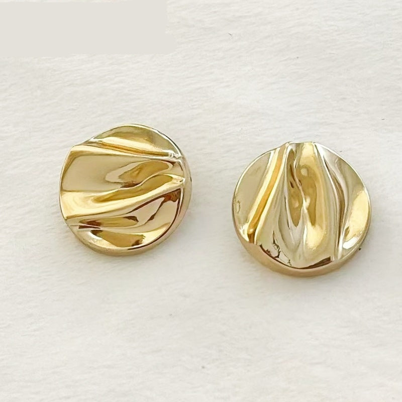 Gold Wave Pattern Metal Shank Buttons 20pcs