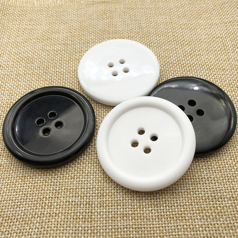 50mm Grote Ronde Vier-Gat Zwart Witte Hars Knopen 12st