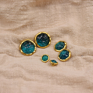 11/18/22mm Retro Gemstone Resin Metal Buttons 12pcs