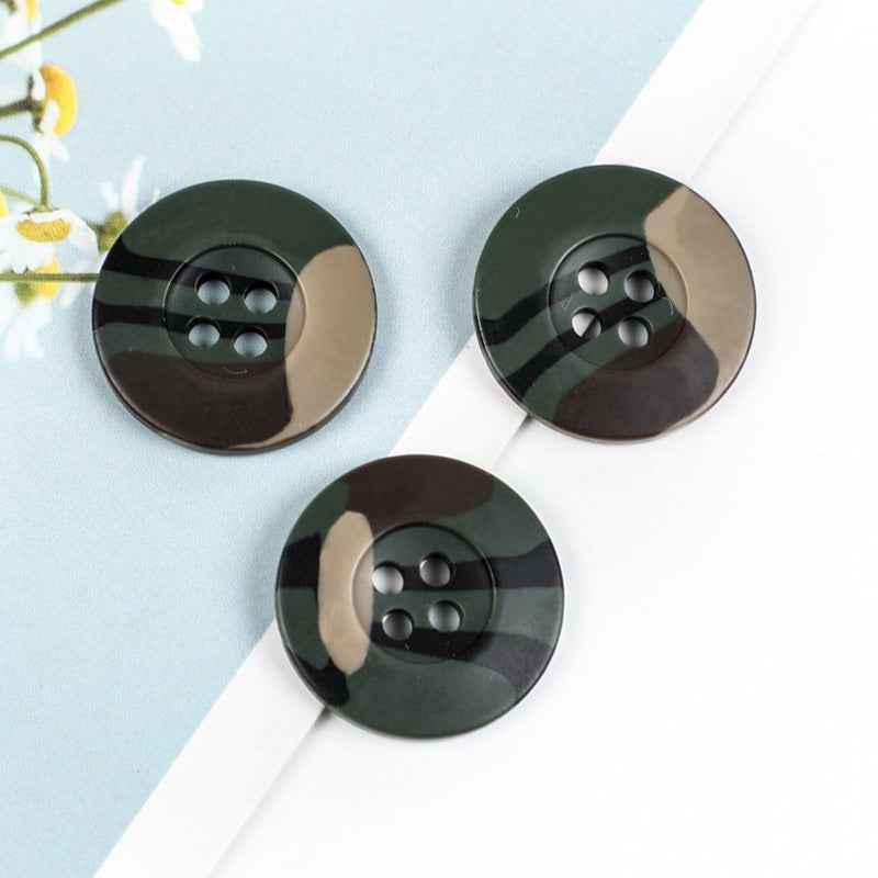 Camouflage Brown Green Resin Buttons for Military Shirts Jacket 100pcs