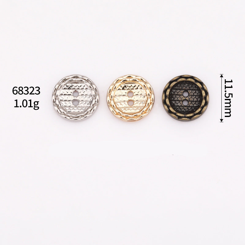 Lace Rim Round 2-Hole Metal Buttons – 30-Piece Set
