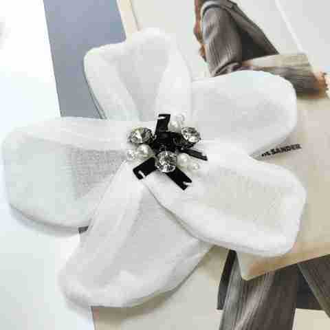 Organza White Chiffon Flower Applique 4pcs