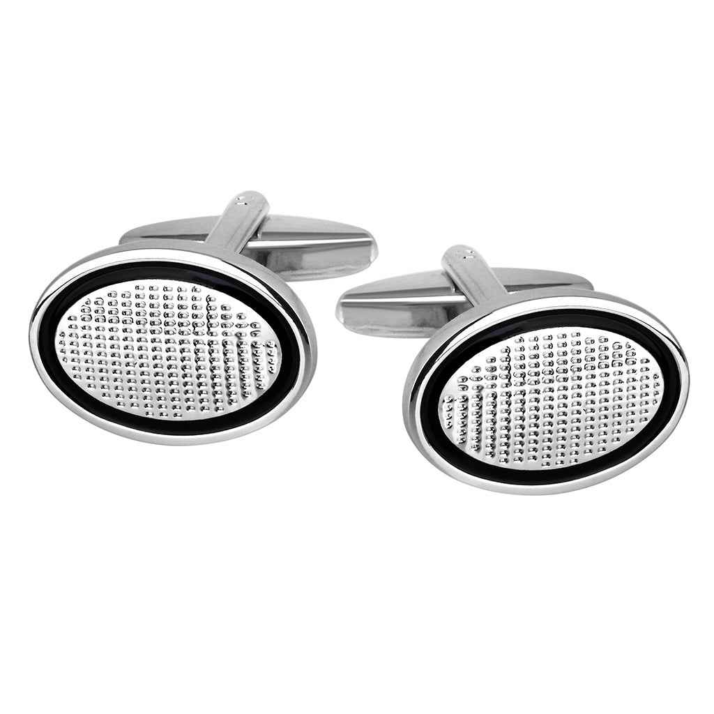 Black Oil-Drop Oval Cufflinks for Men