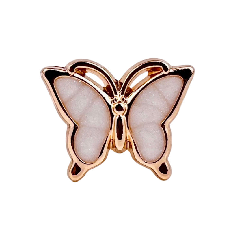 25MM Hellrosa Perlenweiße Öl 3D Schmetterling Metallknopf 10 Stück