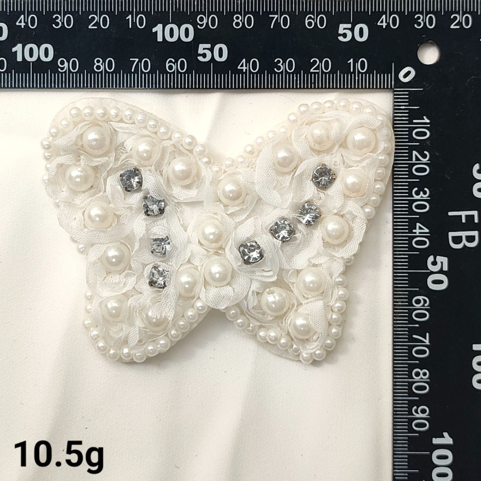 Black and White Pearl Flower and Butterfly Embroidered Patches 12 Pack