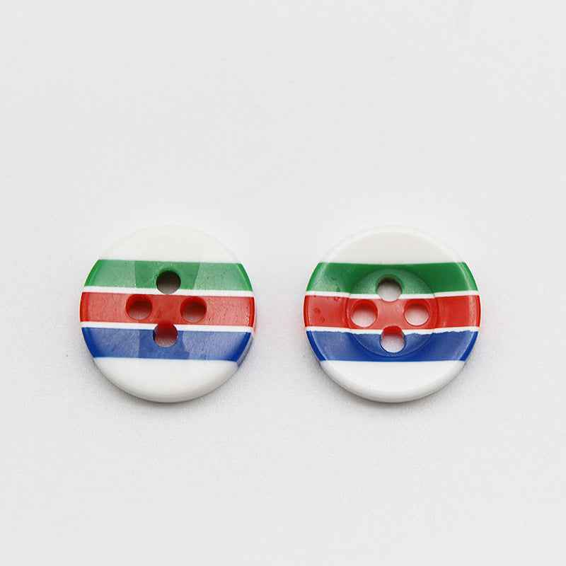 12mm Round 4-Hole Candy Color Striped Resin Buttons 100pcs
