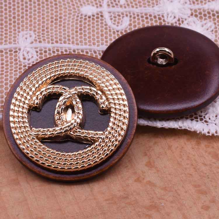 18/23/25mm Brown Resin-Metal Shank Buttons for Cardigans Knitwear