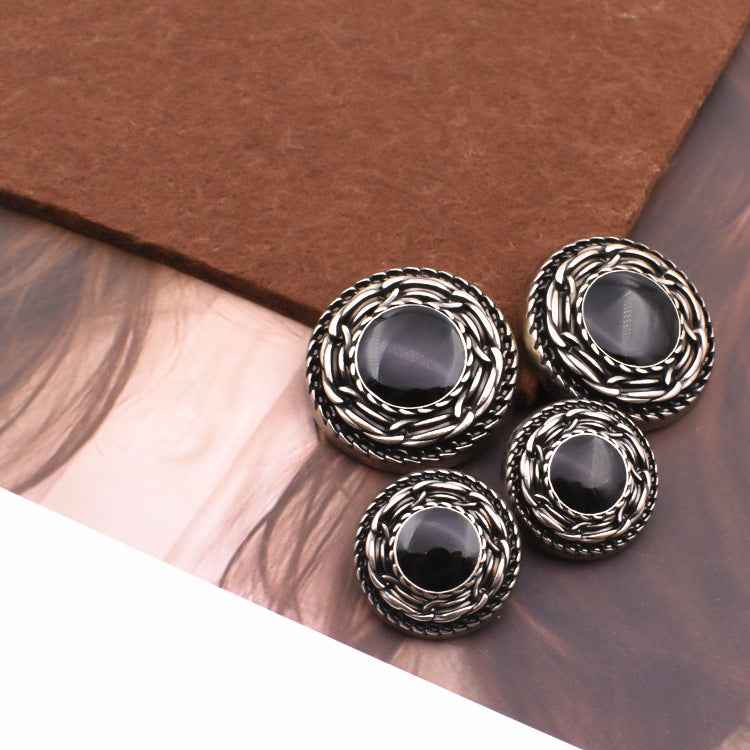 18/20/23/25mm Black Distressed Metal Shank Buttons 40 Pack