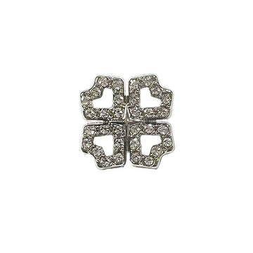 Gold/Silver Four-Leaf Clover Crystal Metal Shank Buttons 48pcs