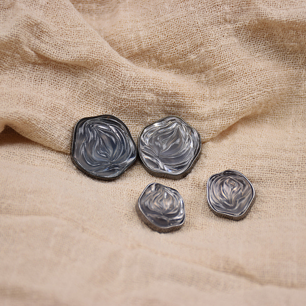 Floral Mosaic Transparent Floral Resin Metal Buttons 20-Pack