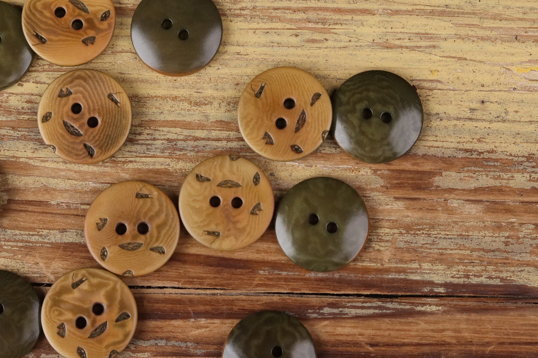 Natural Nut Round Flat 2-Hole Buttons – Artisan Vintage Style – Set of 20