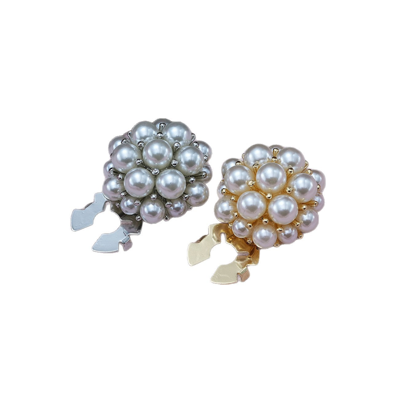 36L 23.0mm Pearl Flower Metal Clamp Decorative Buttons 3 Pack