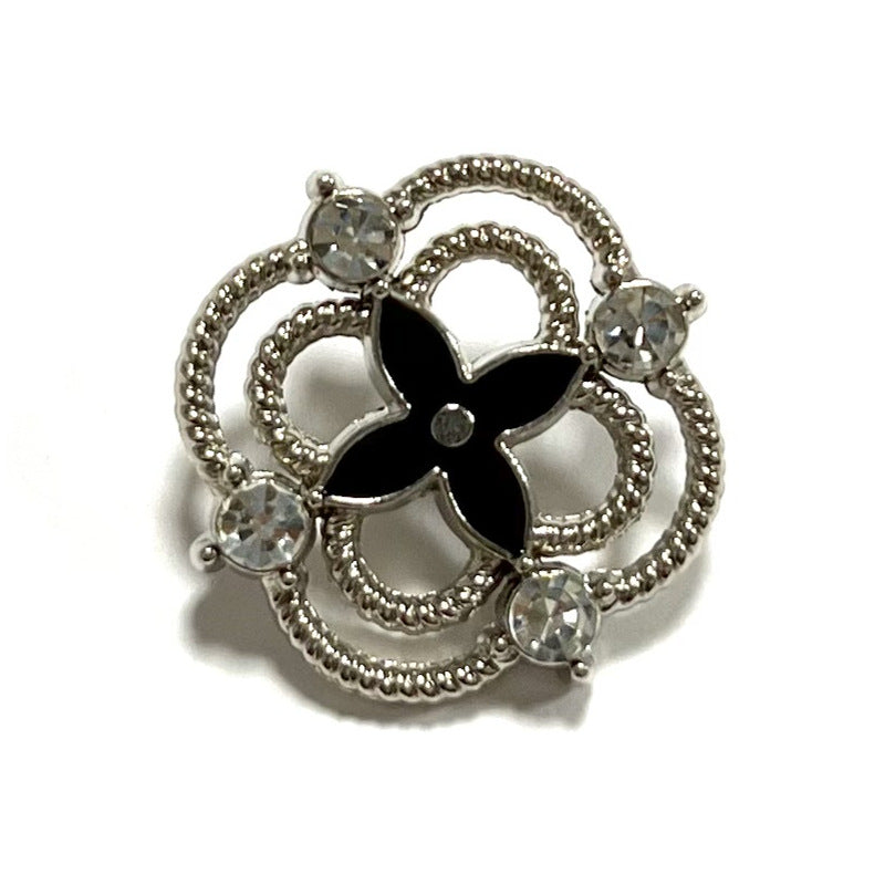 20mm Rhinestone Hollow Clover Metal Shank Button 12pcs