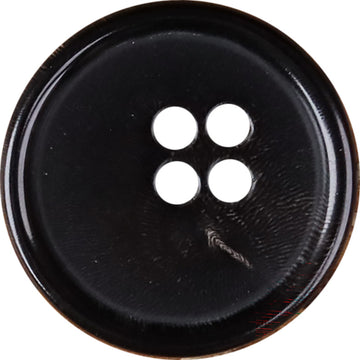 Black Natural Horn Round 4-Hole Slim-Edge Buttons – Set of 20
