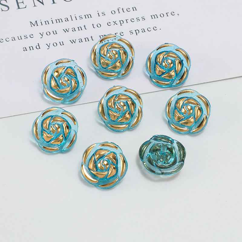 12.5mm Acrylic Candy Color Rose Buttons for Kids' Sweaters 100 Pack