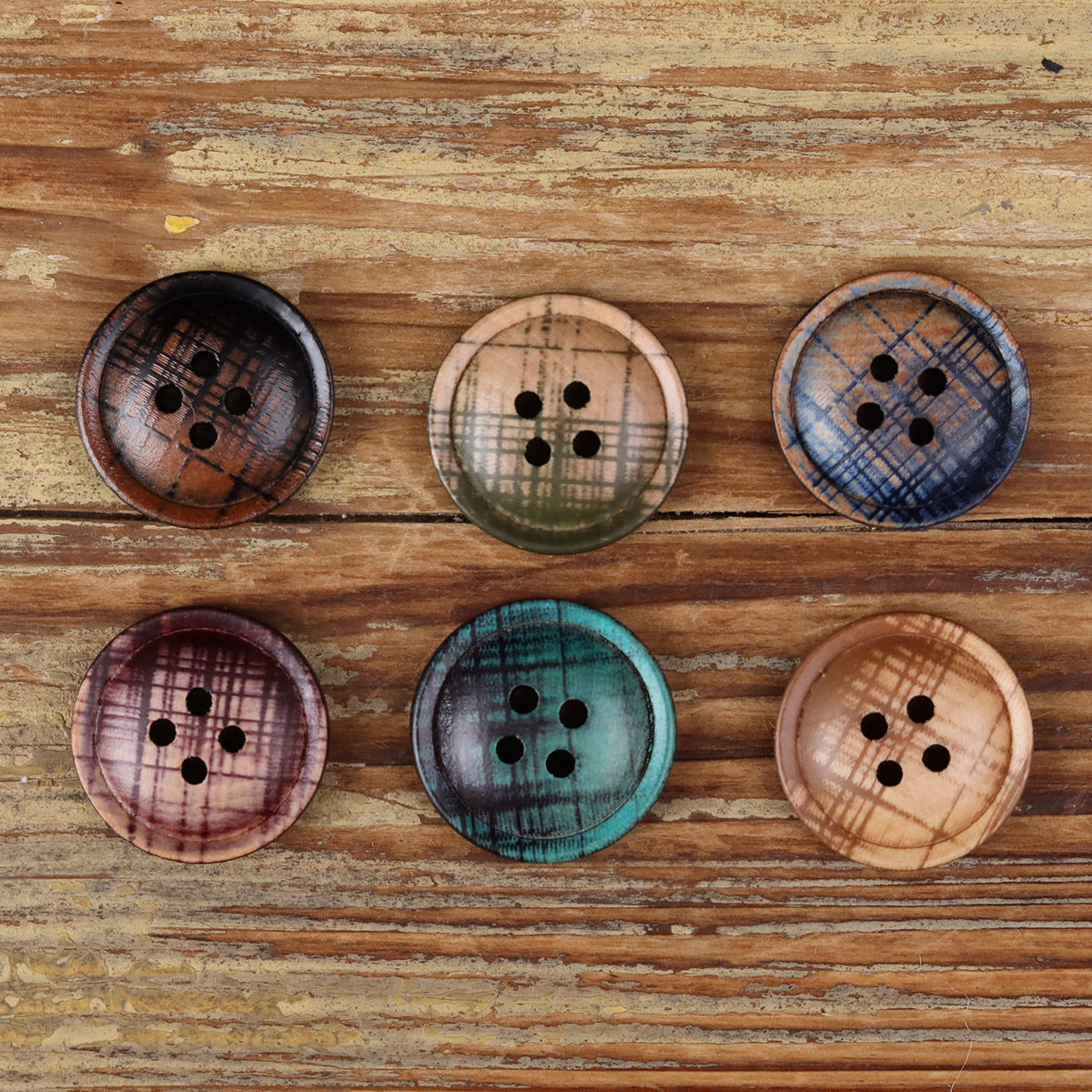 Wood 4-Hole Round Buttons 30pcs for Children's Clothing Cotton Linen Shirts Coats