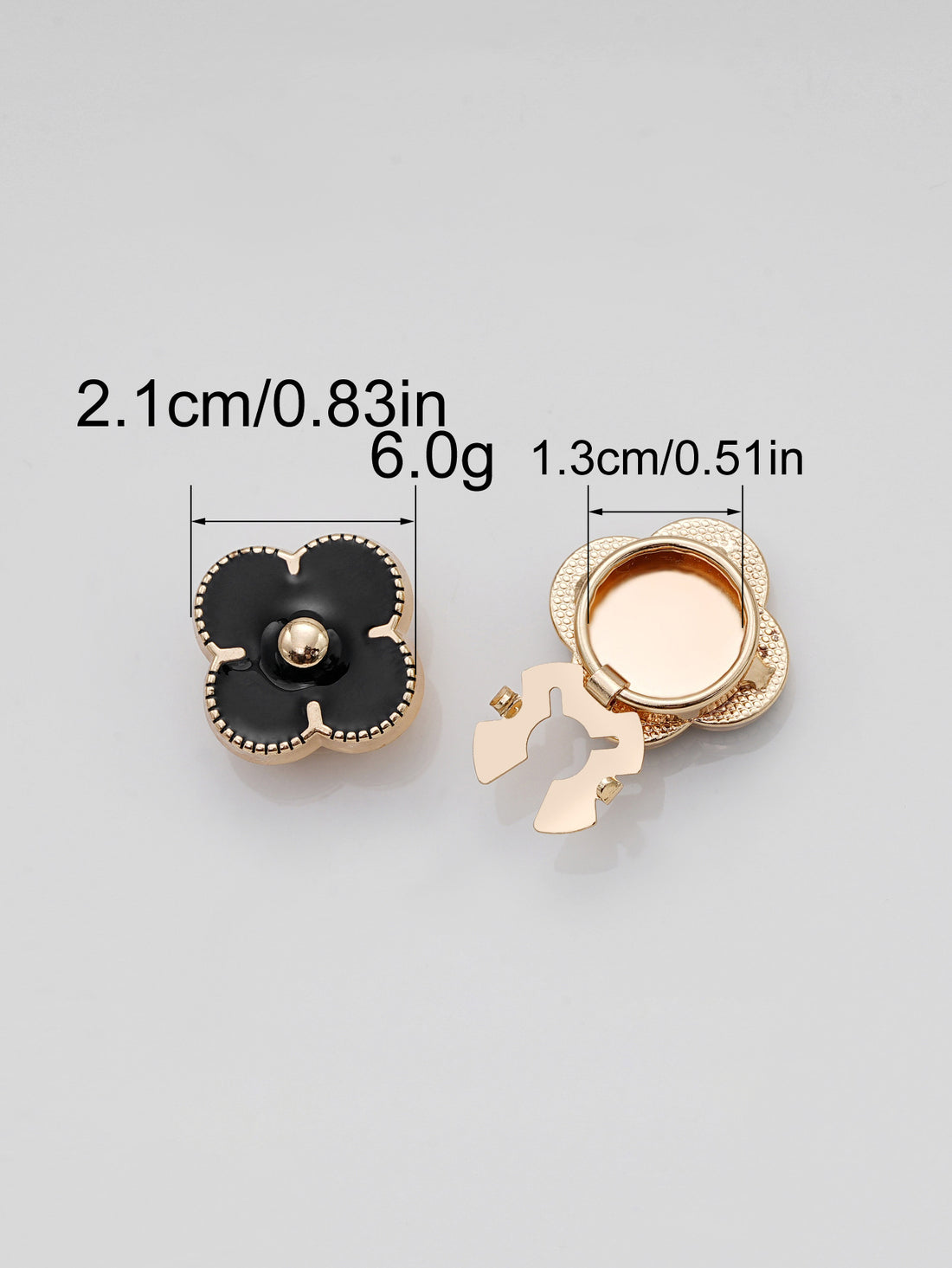 21mm Four-Leaf Clover Detachable Metal Clamp Buttons 3 Pack