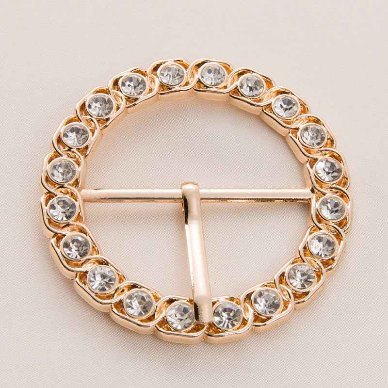 45mm Gold & Silver Metal Rhinestone Round Belt Buckle 20 Pack