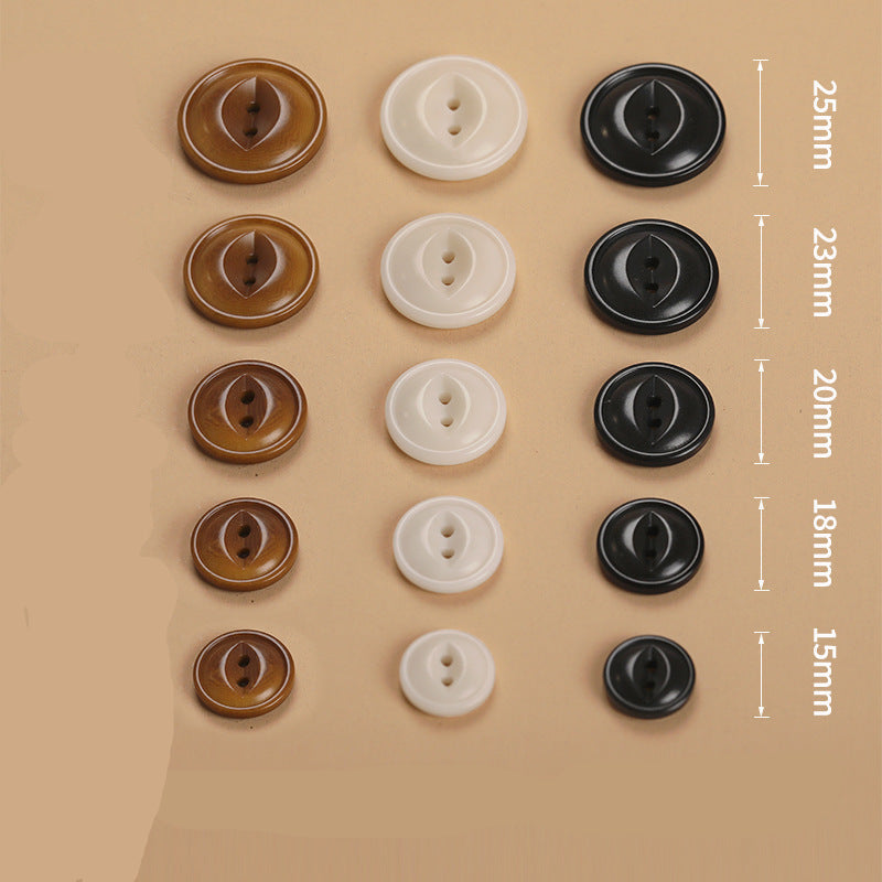 Round Fruit 2-Hole Buttons Set of 20 – Black Beige Brown Natural