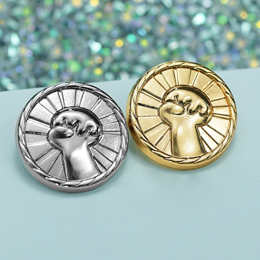 20mm Round Fist Design Zinc Alloy Metal Shank Buttons – 20-Piece