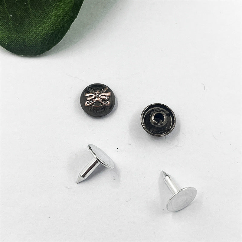 9/17mm Vintage Bronze Metal Dragon Denim Stud Buttons 96 Pack