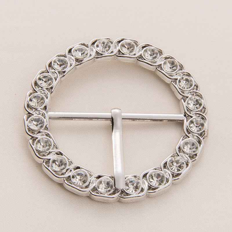 45mm Gold & Silver Metal Rhinestone Round Belt Buckle 20 Pack